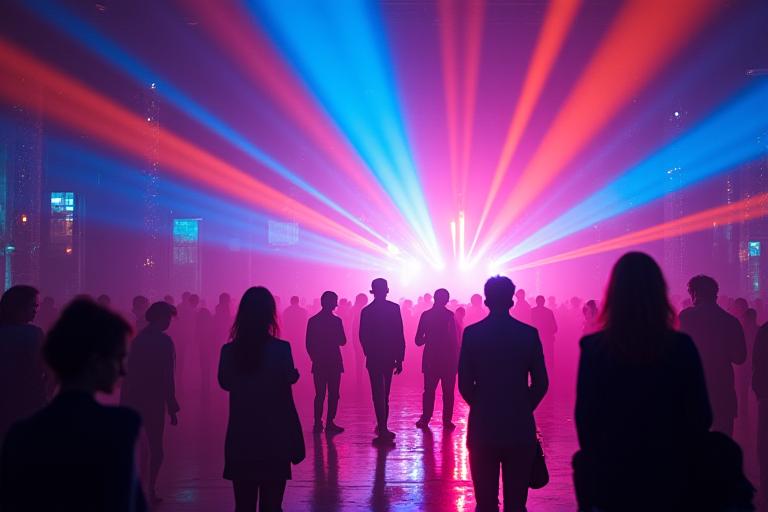 A dazzling interactive light installation at an event by Lumen Rhythms